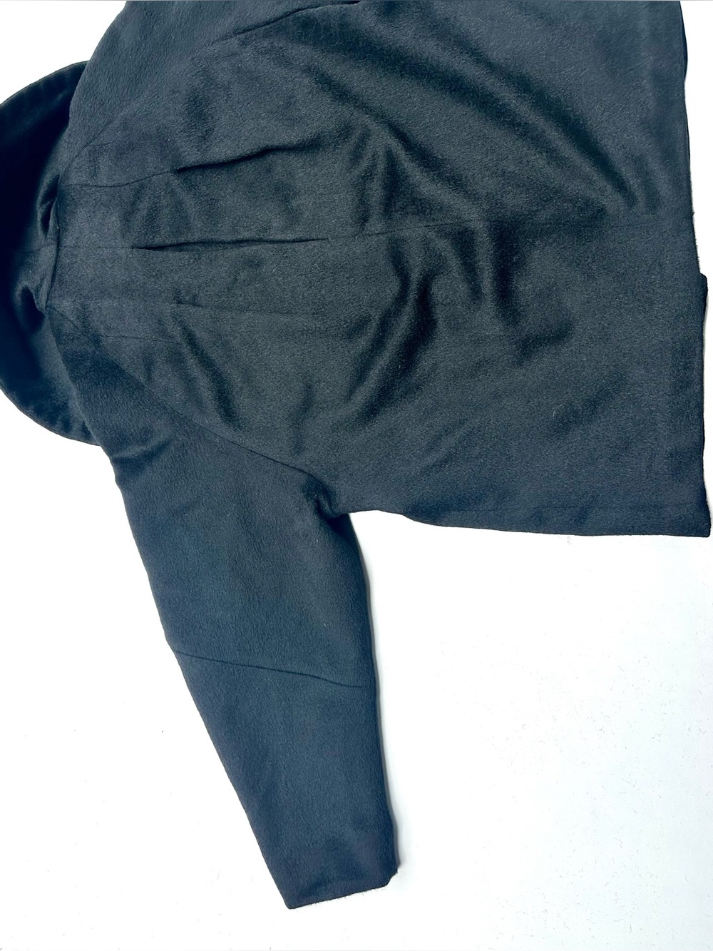Vintage Cashmere Minimalist Women's Black Short Coat Jacket, Shawl Collar, S-M-L - Picture 10 of 16